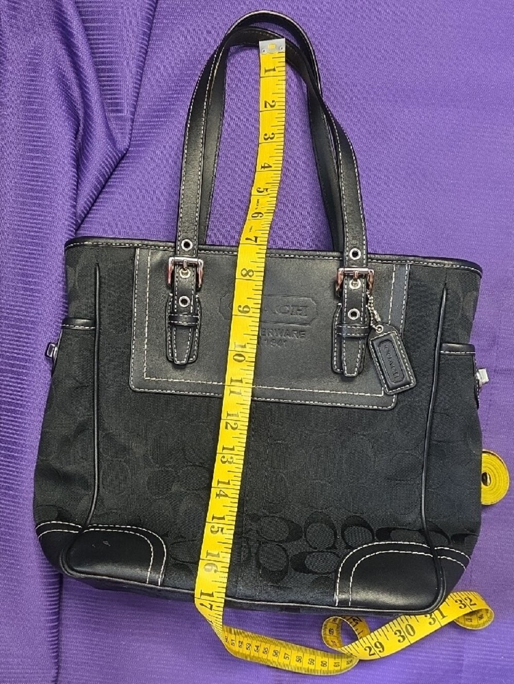 Coach Black Signature Canvas and Leather Tote - Picture 15 of 15
